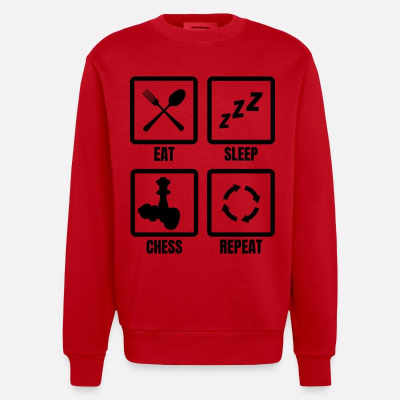 Chess Routine - Heavyweight Oversized Organic Crew Neck Made in EU - red