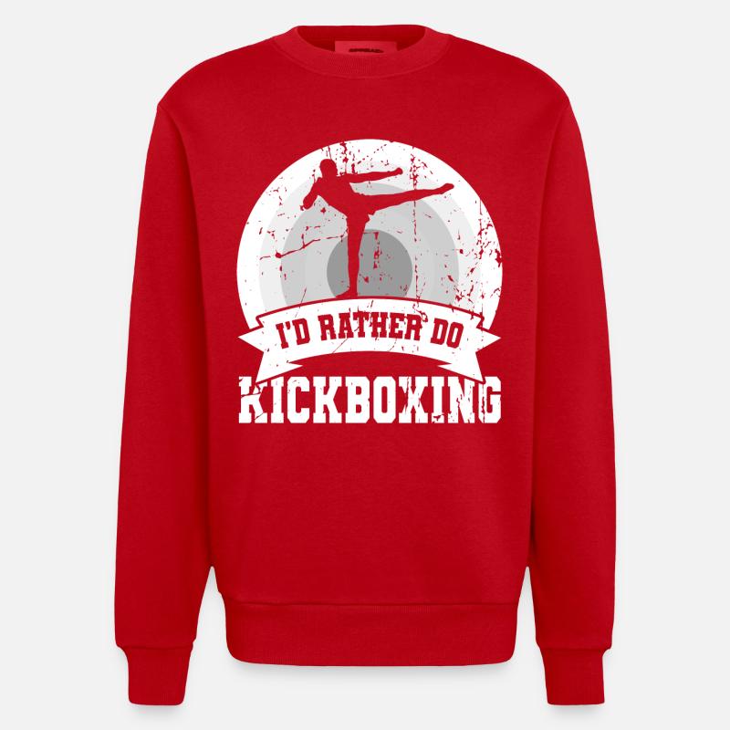 I'd rather do kickboxing - Heavyweight Oversized Organic Crew Neck Made in EU - red