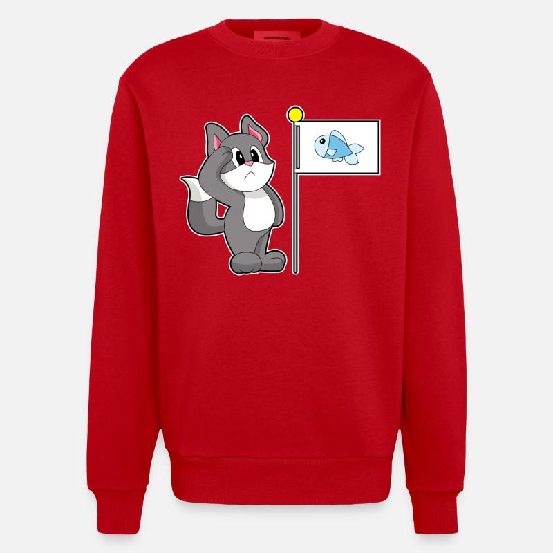 Drapeau de chat - Sweat bio épais oversize fabriqué en UE - rouge