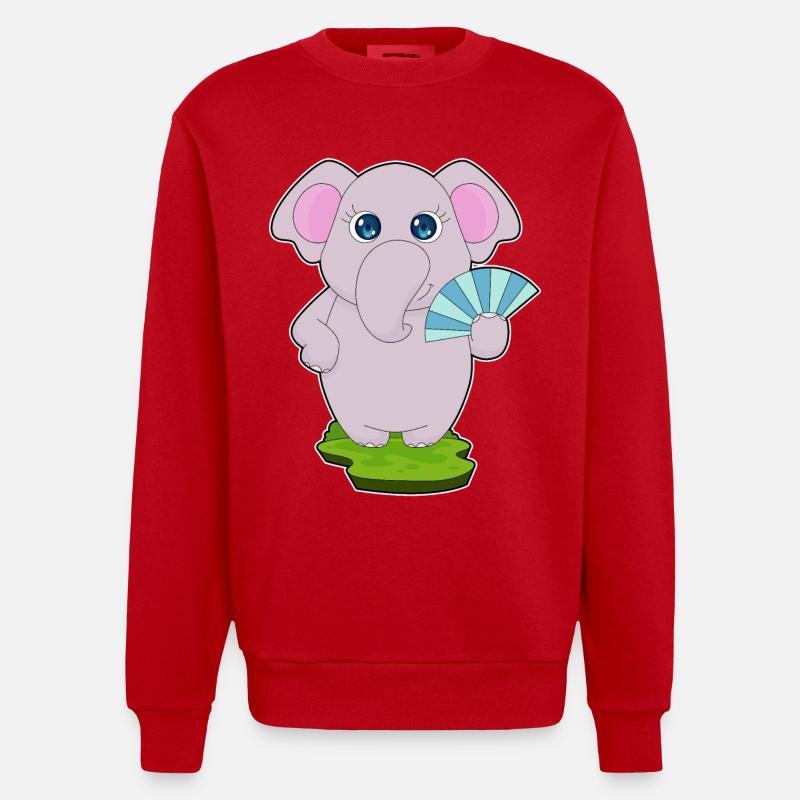 Éventail de main d’éléphant - Sweat bio épais oversize fabriqué en UE - rouge