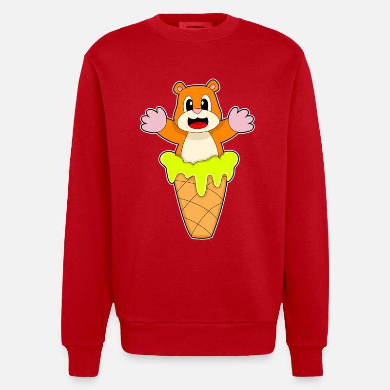 Hamster Waffeleis - Heavyweight Oversized Organic Crew Neck Made in EU - Rot