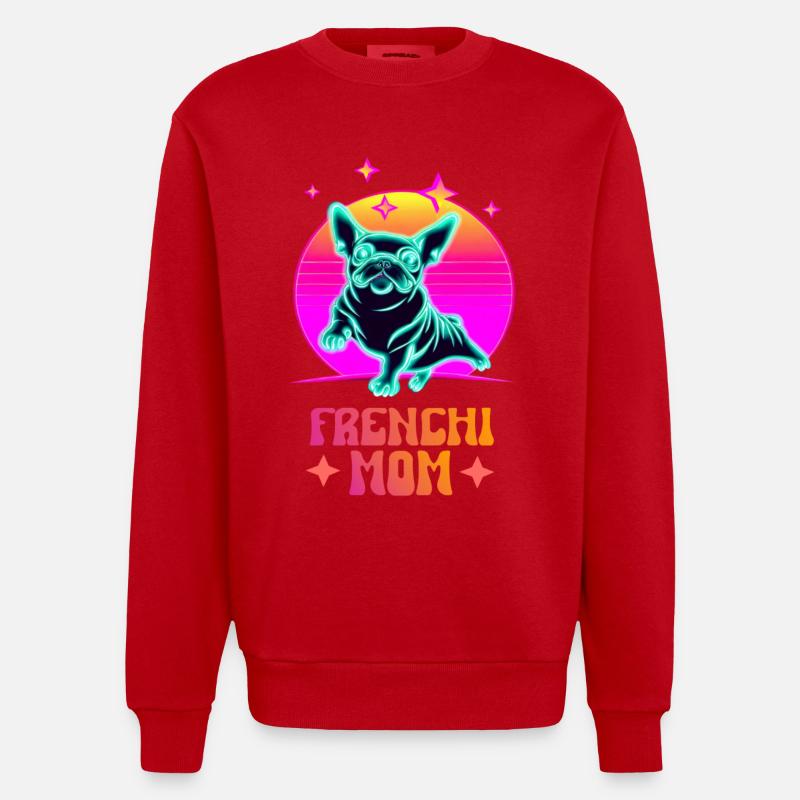 Frenchie Mom - Heavyweight Oversized Organic Crew Neck Made in EU - Rot