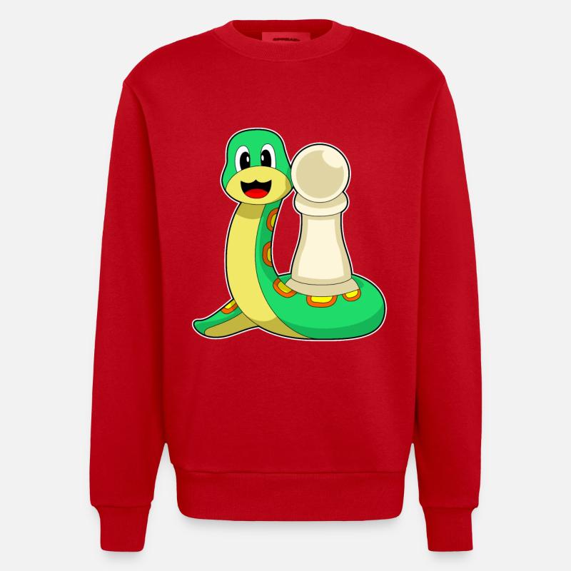 Schachfigur Bauer Schlange Schach - Heavyweight Oversized Organic Crew Neck Made in EU - Rot