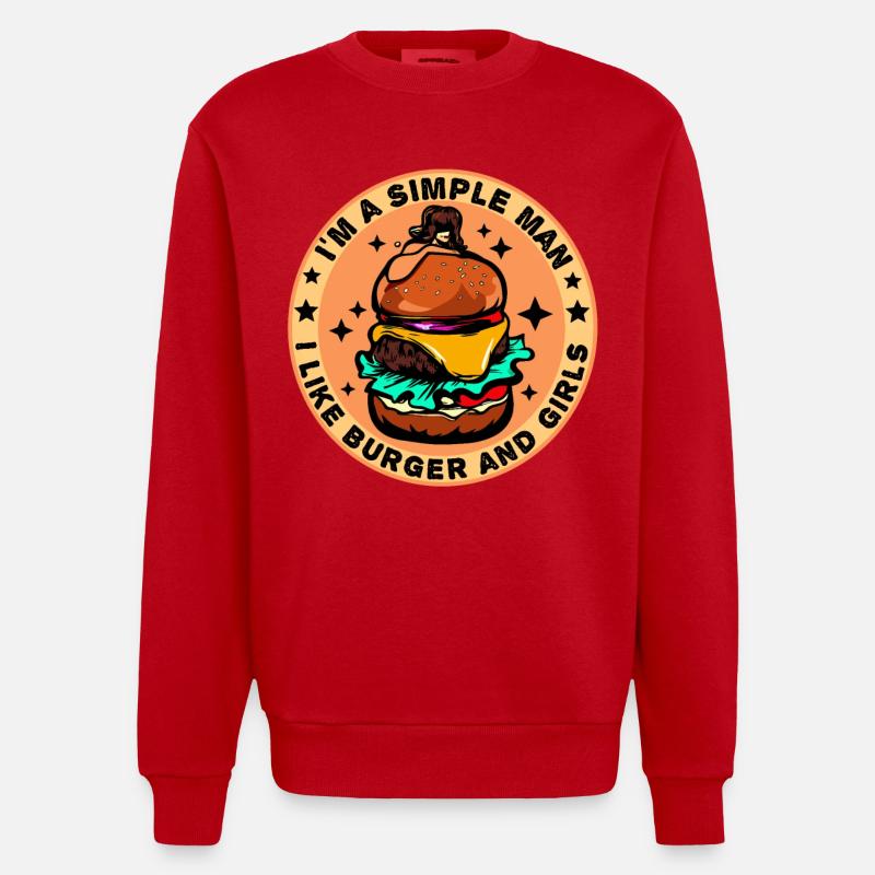 Burger Cheeseburger liebe - einfacher Mann - Heavyweight Oversized Organic Crew Neck Made in EU - Rot