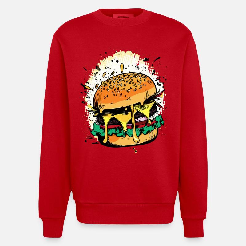 Cheeseburger Comic Burger - Heavyweight Oversized Organic Crew Neck Made in EU - Rot