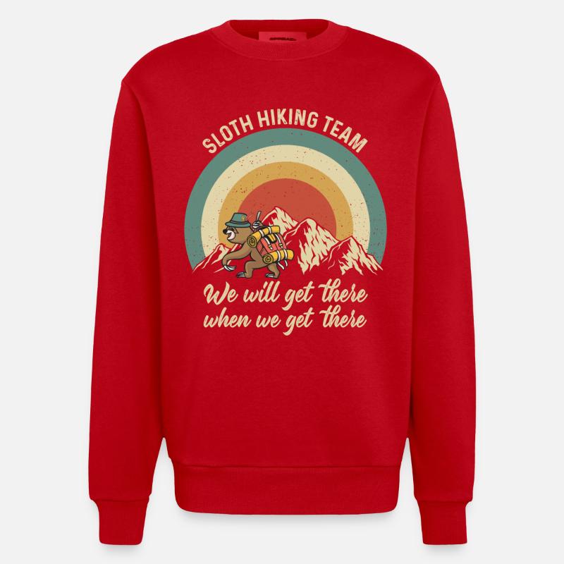 Équipe de randonnée Sloth Defectier - Sweat bio épais oversize fabriqué en UE - rouge