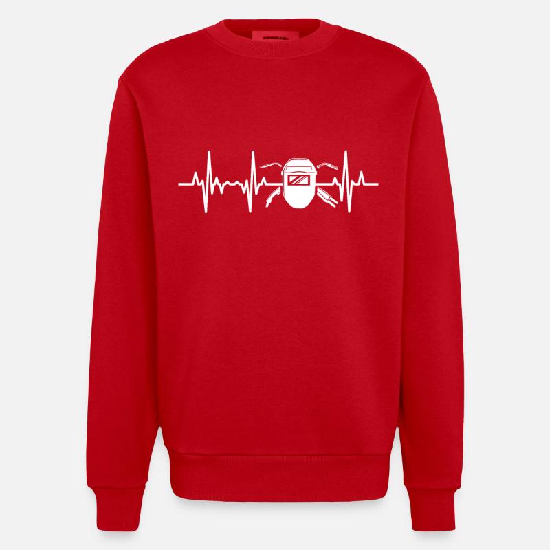 Palpitations cardiaques de soudeur - Sweat bio épais oversize fabriqué en UE - rouge