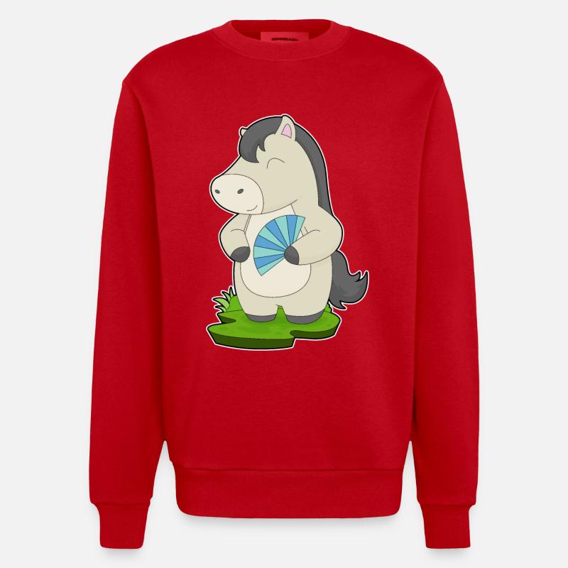 Éventail de main de cheval - Sweat bio épais oversize fabriqué en UE - rouge