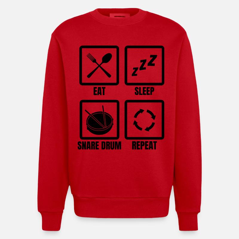 Drum Player Routine - Heavyweight Oversized Organic Crew Neck Made in EU - red