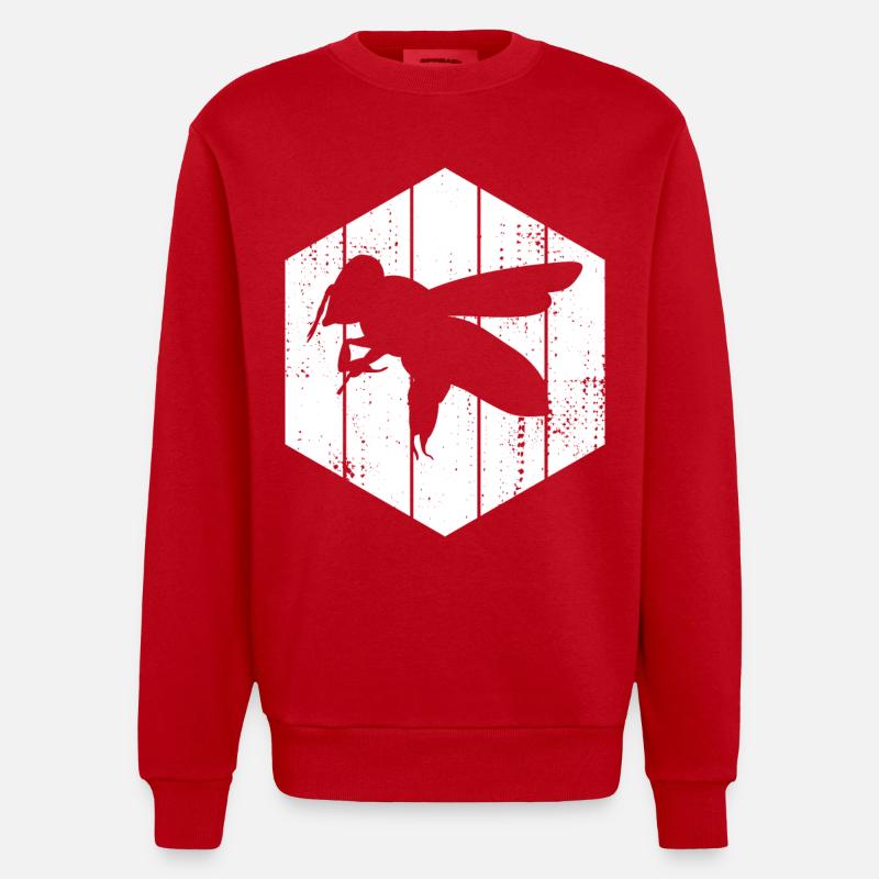 Dessin d’abeilles - Sweat bio épais oversize fabriqué en UE - rouge