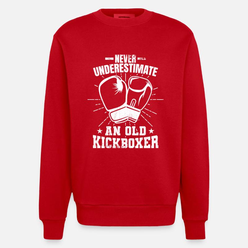 Never underestimate an old kickboxer - Heavyweight Oversized Organic Crew Neck Made in EU - red