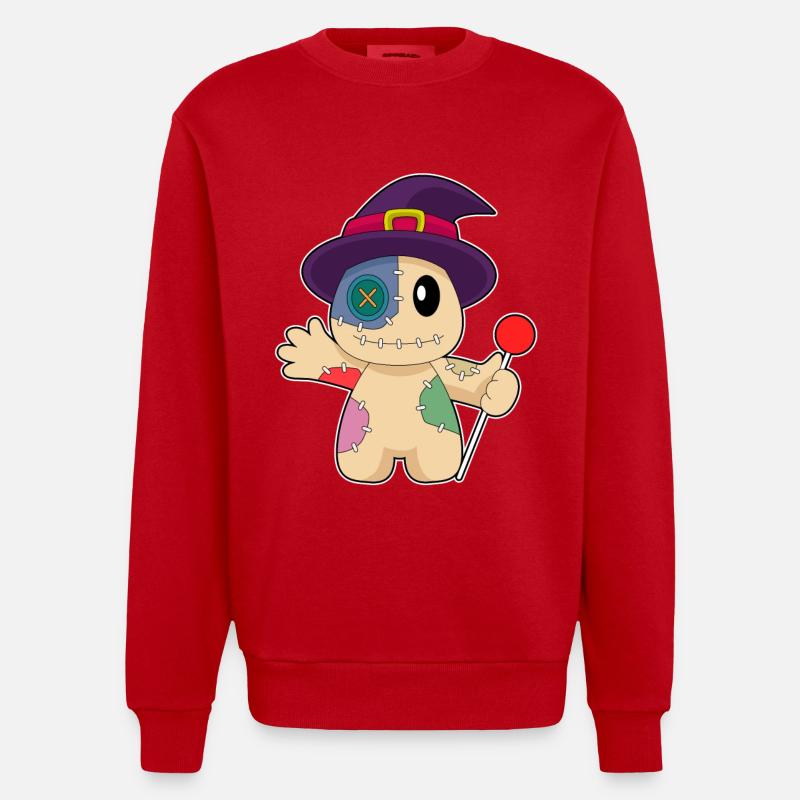 Poupée vaudou Halloween - Sweat bio épais oversize fabriqué en UE - rouge