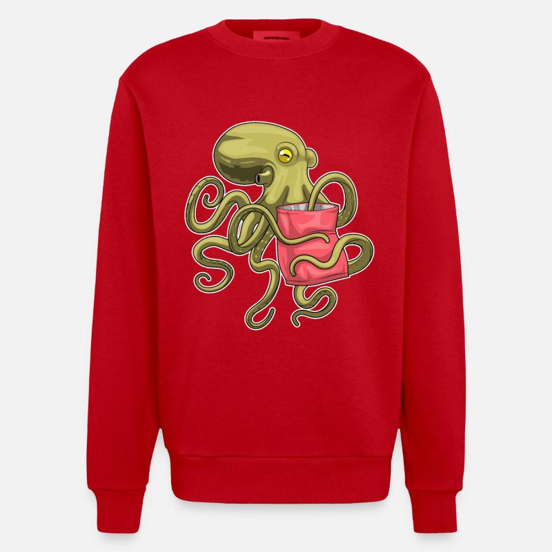 Sac de chips Octopus - Sweat bio épais oversize fabriqué en UE - rouge