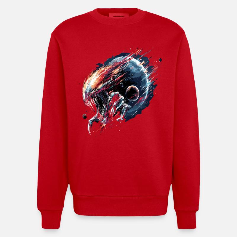 Alien Creature Planète Science-fiction - Sweat bio épais oversize fabriqué en UE - rouge
