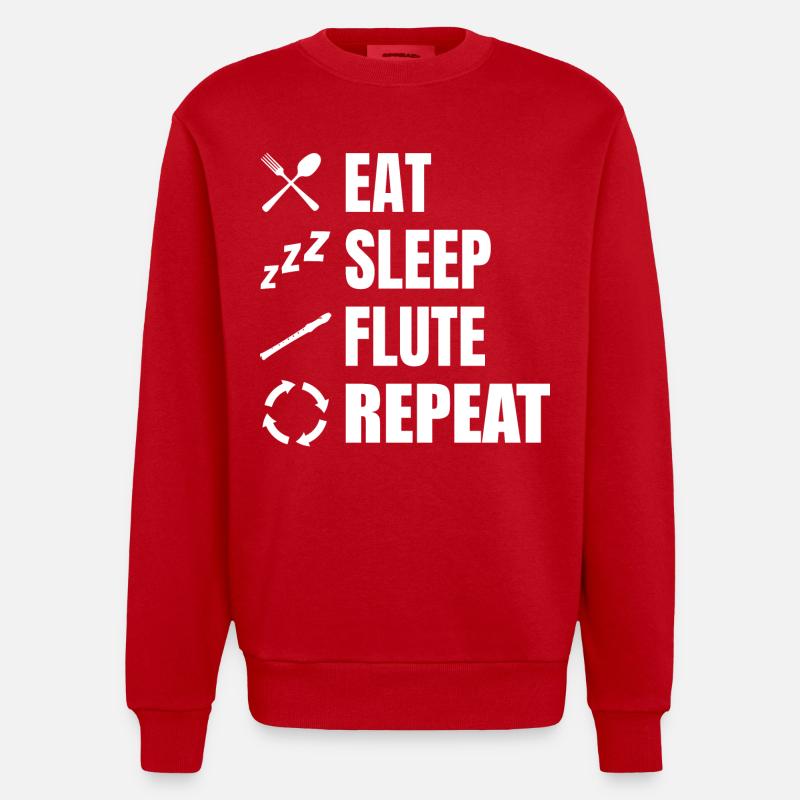 Manger Sommeil Flûte Répéter - Sweat bio épais oversize fabriqué en UE - rouge