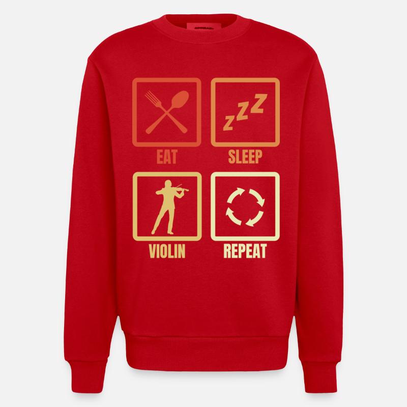Manger Sommeil Violon Répéter - Sweat bio épais oversize fabriqué en UE - rouge