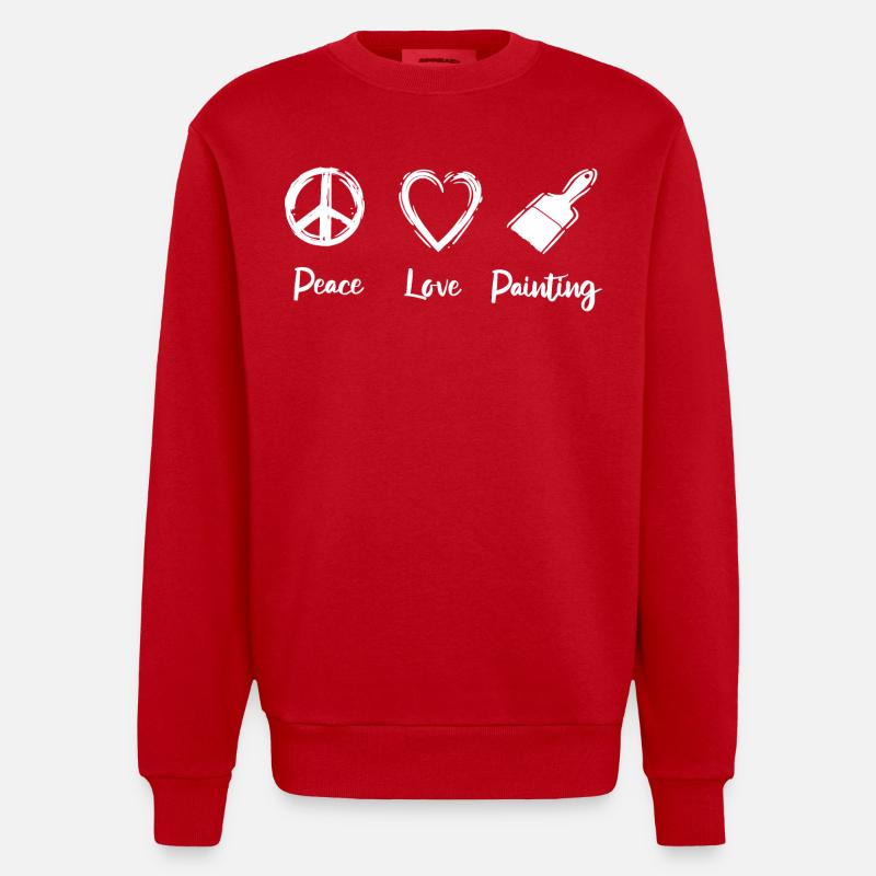 Peace Love Painting - Heavyweight Oversized Organic Crew Neck Made in EU - red