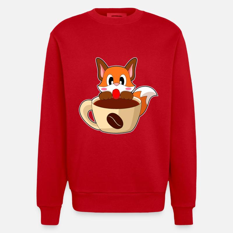 Tasse à café Fox - Sweat bio épais oversize fabriqué en UE - rouge