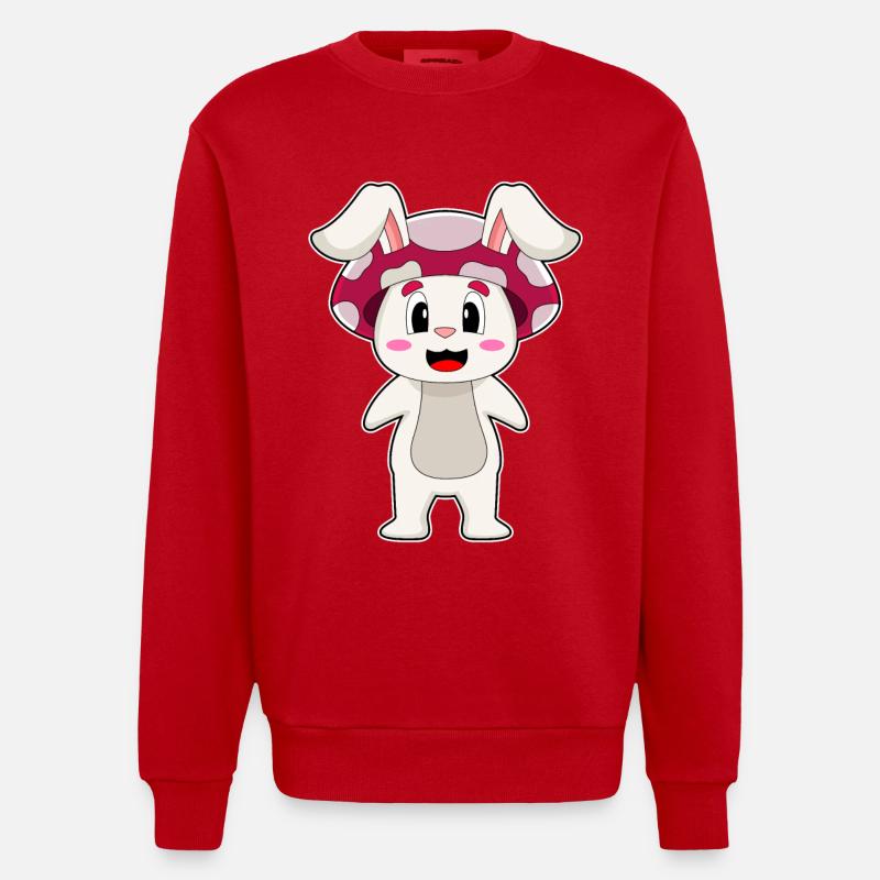 Champignon lapin - Sweat bio épais oversize fabriqué en UE - rouge