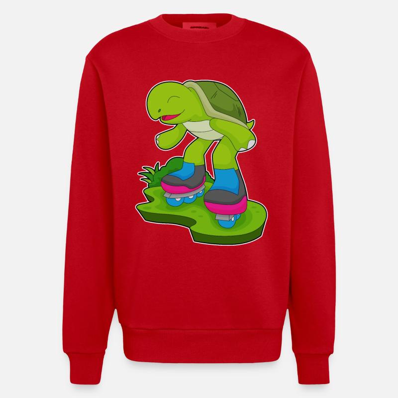Turtle Inline skating Inline skates - Heavyweight Oversized Organic Crew Neck Made in EU - red