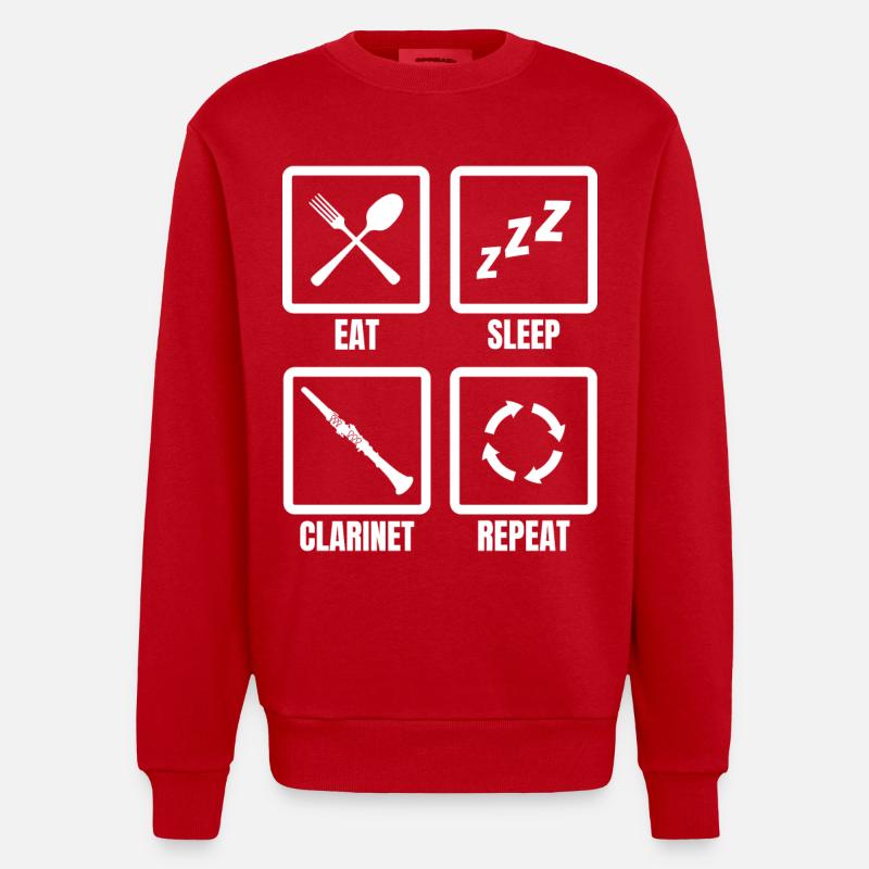 Eat Sleep Clarinette Repeat - Sweat bio épais oversize fabriqué en UE - rouge