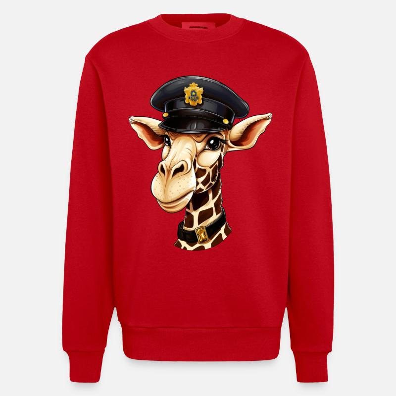 Polizei Giraffe - Heavyweight Oversized Organic Crew Neck Made in EU - Rot