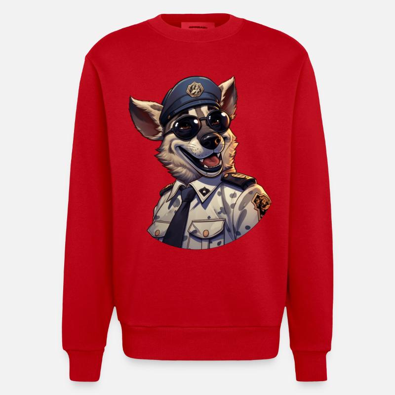 Polizei Hyäne - Heavyweight Oversized Organic Crew Neck Made in EU - Rot