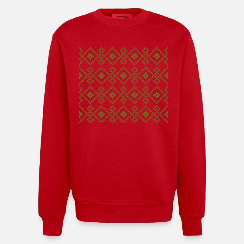 Weihnachtspullover (grün) - Heavyweight Oversized Organic Crew Neck Made in EU - Rot