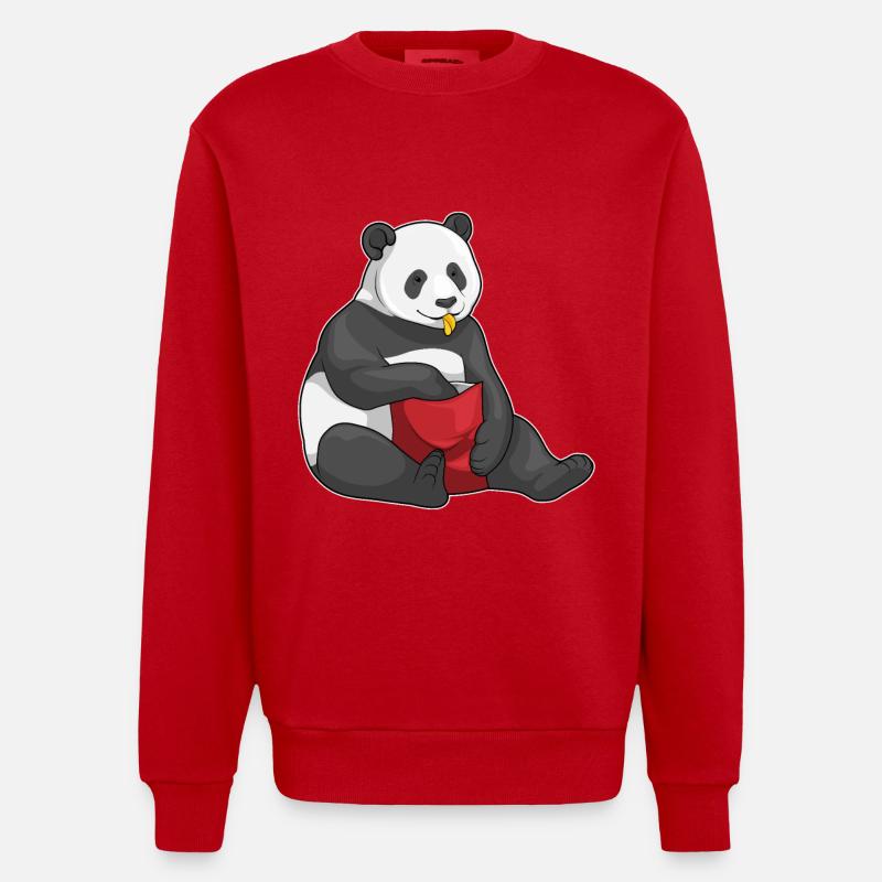 Panda Chips Sac à puces - Sweat bio épais oversize fabriqué en UE - rouge