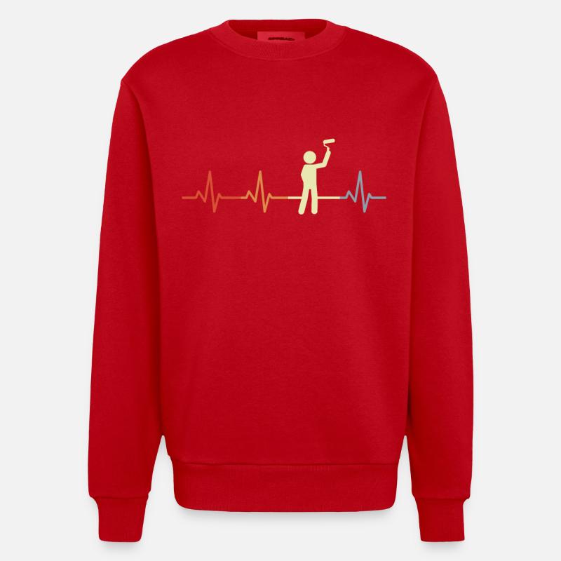 Master painter heart palpitations - Heavyweight Oversized Organic Crew Neck Made in EU - red