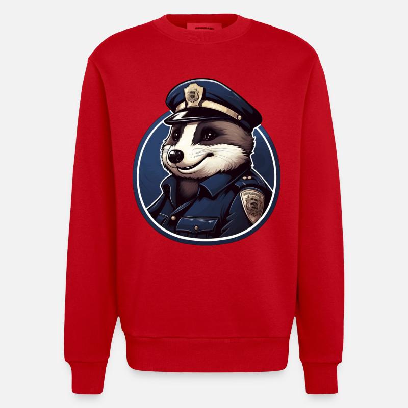 Dachs Polizei - Heavyweight Oversized Organic Crew Neck Made in EU - Rot