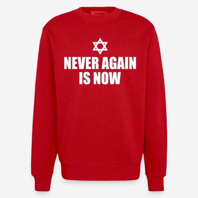 Never again is now - Sweat bio épais oversize fabriqué en UE - rouge