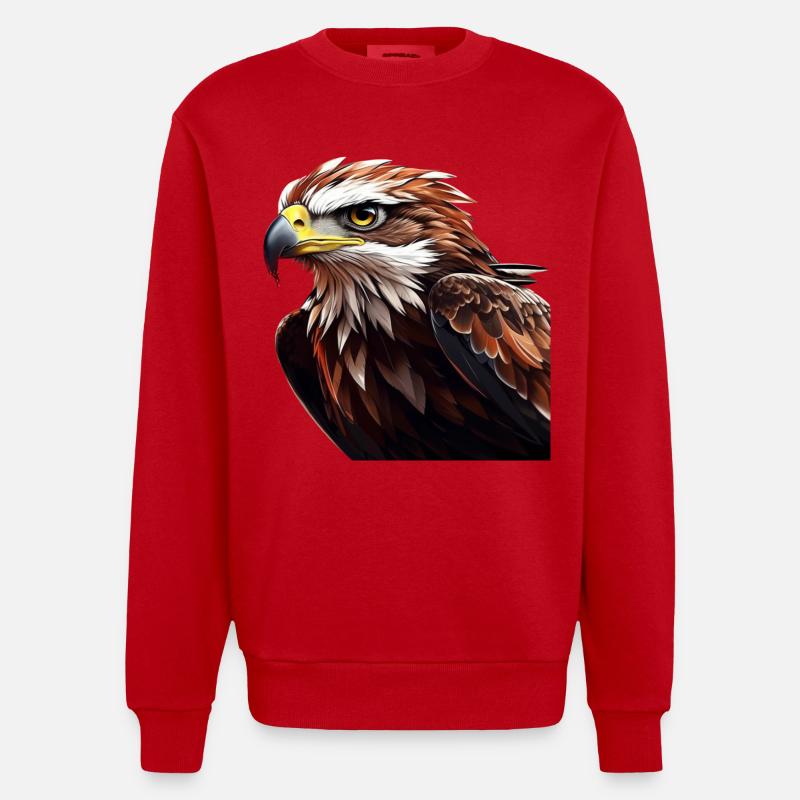 Powerful Eagle Head - Heavyweight Oversized Organic Crew Neck Made in EU - red