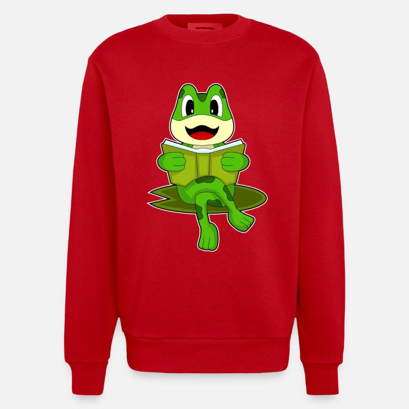 Frosch Nerd Buch - Heavyweight Oversized Organic Crew Neck Made in EU - Rot