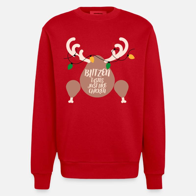Dekorierter Oberschenkel: Hähnchengeschmack - Heavyweight Oversized Organic Crew Neck Made in EU - Rot