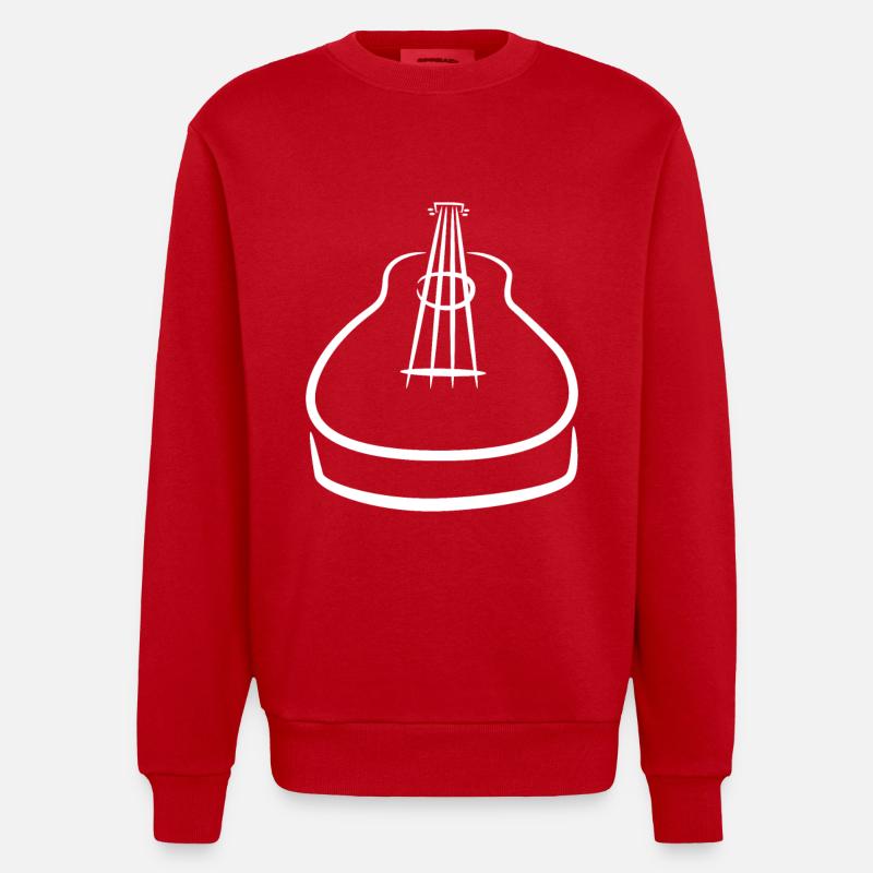Dessin de ukulélé - Sweat bio épais oversize fabriqué en UE - rouge