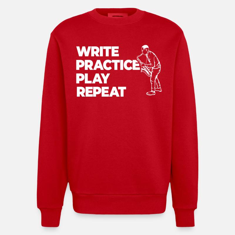Writing, practicing, playing, repeating - Heavyweight Oversized Organic Crew Neck Made in EU - red