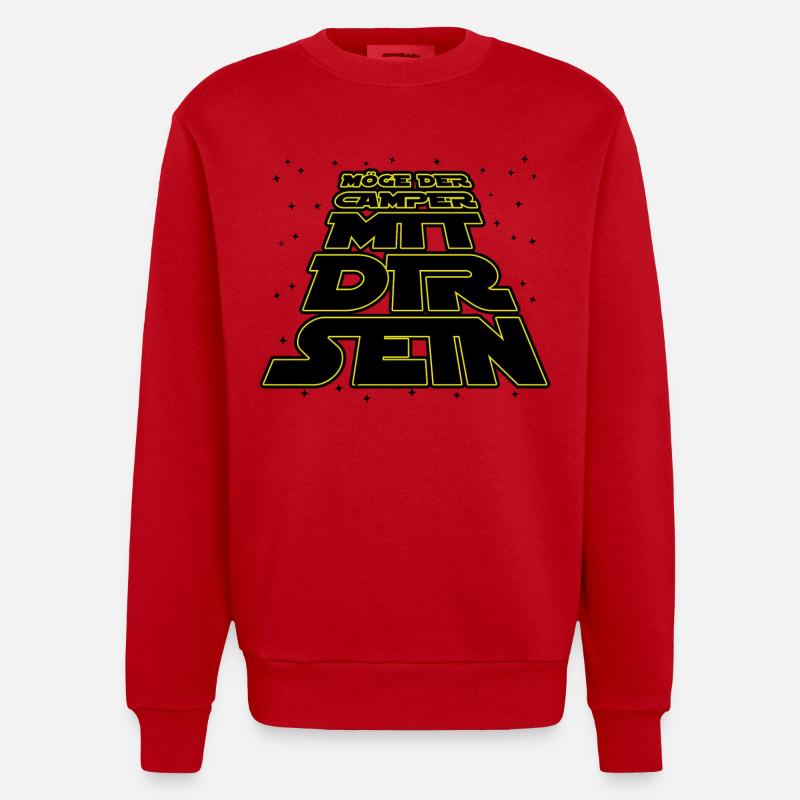 Wanderer Statement Camping Urlaub Camper - Heavyweight Oversized Organic Crew Neck Made in EU - Rot