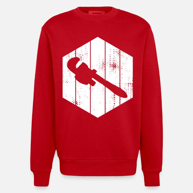Croquis de clé à pipe - Sweat bio épais oversize fabriqué en UE - rouge