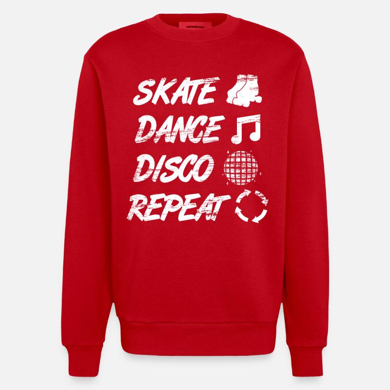 Rollschuh Disco - Heavyweight Oversized Organic Crew Neck Made in EU - Rot