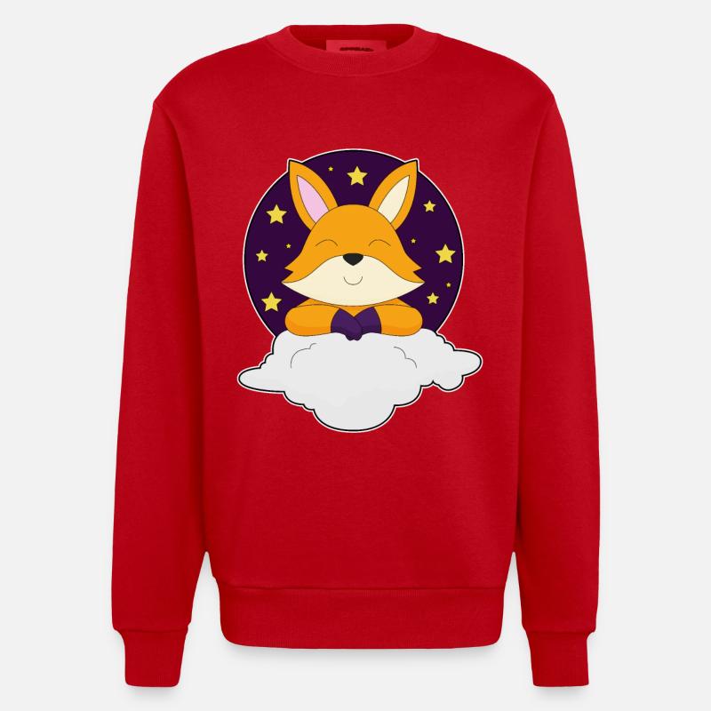 Fox Clouds - Heavyweight Oversized Organic Crew Neck Made in EU - red