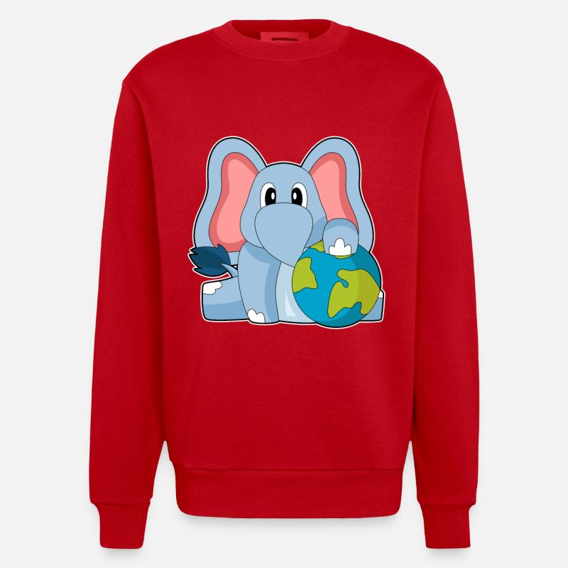 Elefant Erde - Heavyweight Oversized Organic Crew Neck Made in EU - Rot