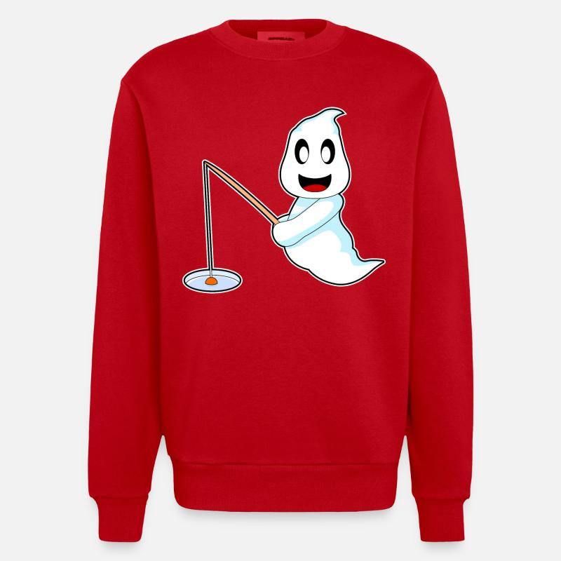 Geist Halloween Angler - Heavyweight Oversized Organic Crew Neck Made in EU - Rot