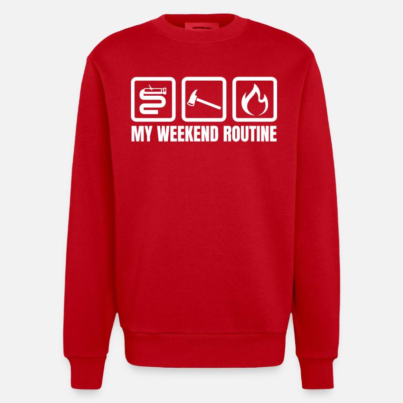 Wochenendroutine Feuerwehr - Heavyweight Oversized Organic Crew Neck Made in EU - Rot