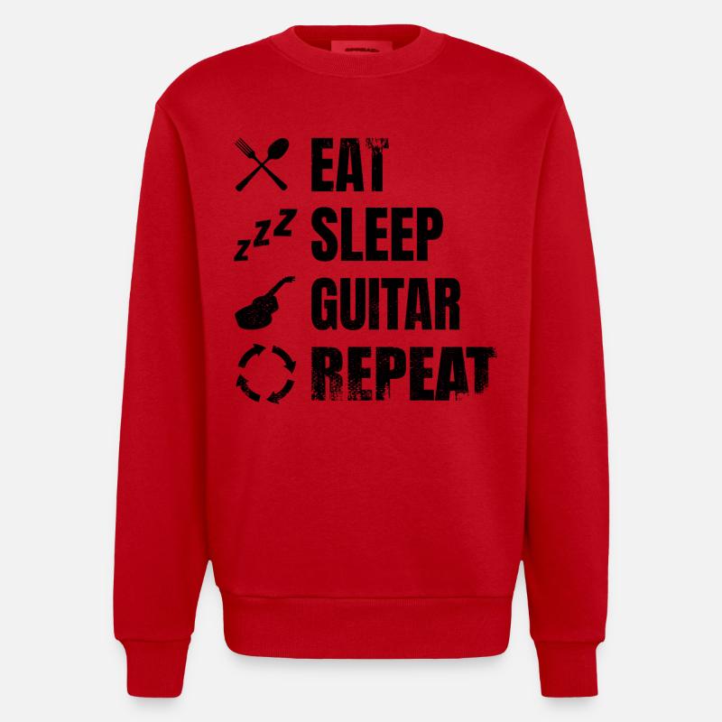 Routine quotidienne du guitariste - Sweat bio épais oversize fabriqué en UE - rouge
