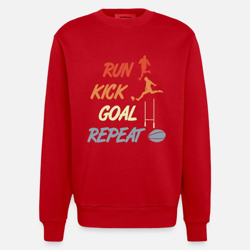 Rugby Motivation - Heavyweight Oversized Organic Crew Neck Made in EU - red