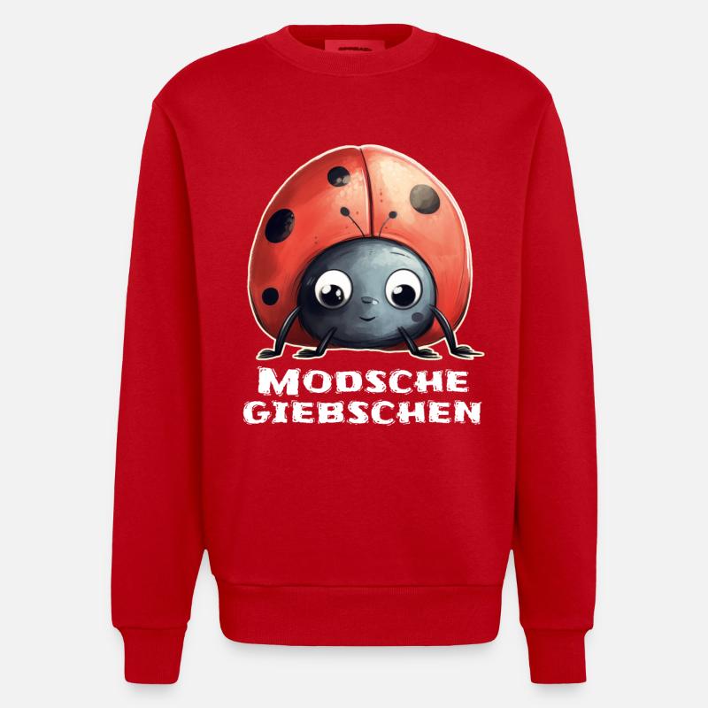 Modschegiebchen Marienkäfer Sächsisch Geschenk - Heavyweight Oversized Organic Crew Neck Made in EU - Rot