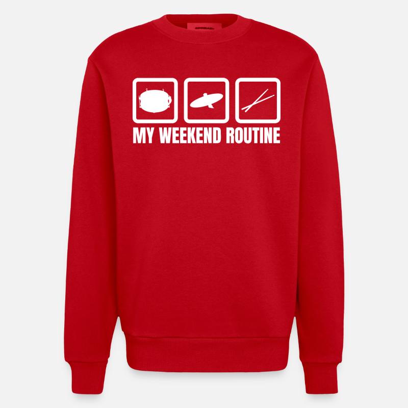 Routine du week-end du batteur - Sweat bio épais oversize fabriqué en UE - rouge