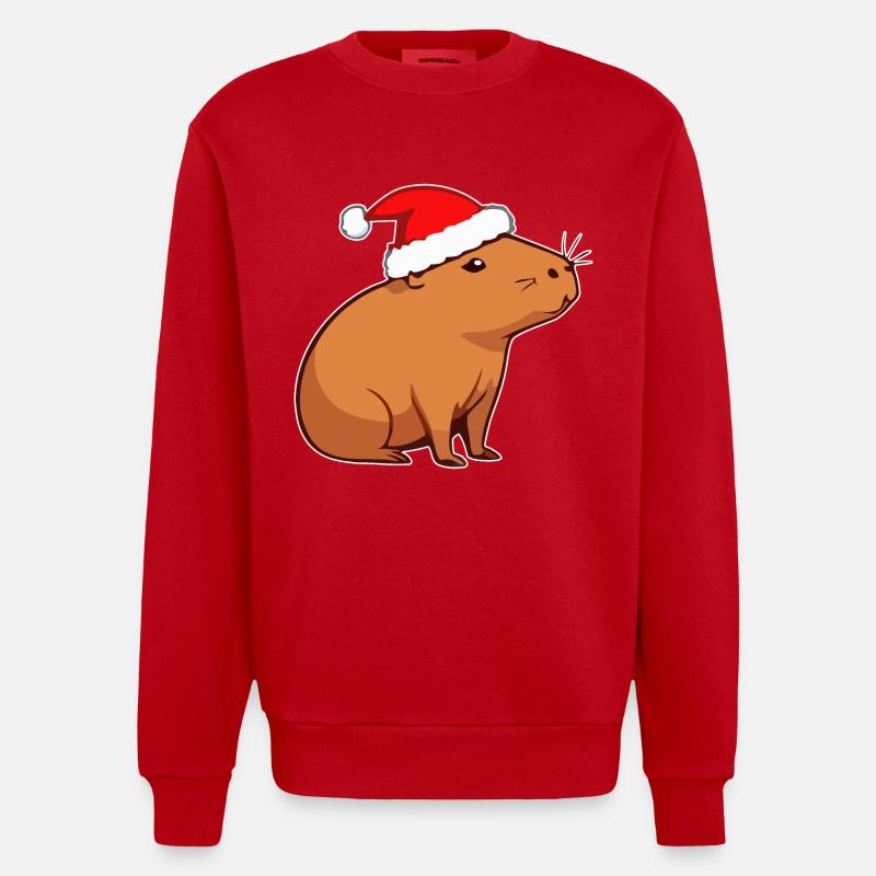 Capybara Weihnachten - Heavyweight Oversized Organic Crew Neck Made in EU - Rot