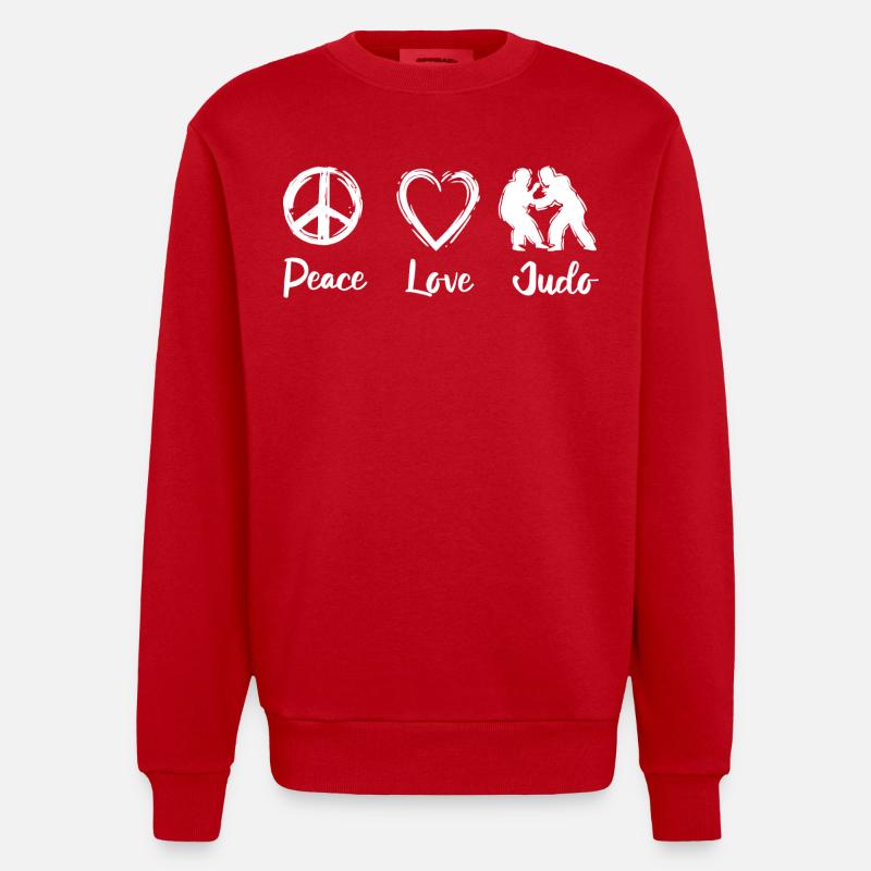 Judo Spruch - Heavyweight Oversized Organic Crew Neck Made in EU - Rot